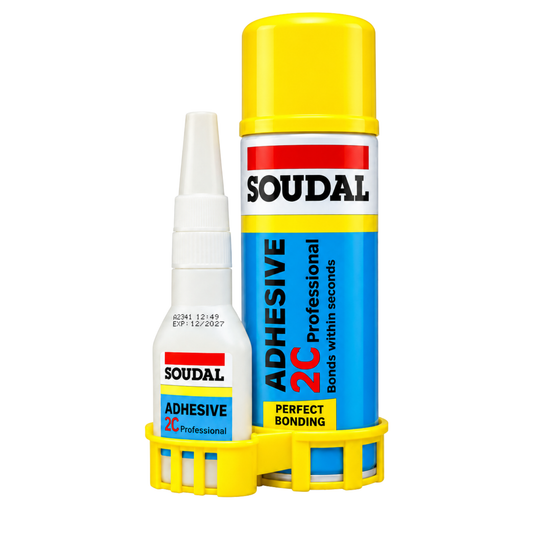 Soudal 2C two-part adhesive with 100g adhesive and 400ml activator for strong bonding in joinery, cabinetry and furniture