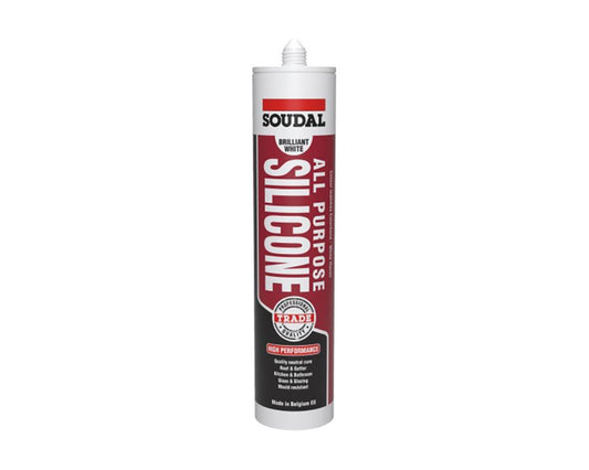Soudal black all-purpose silicone sealant 300ml by W&B – flexible, mould-resistant, paintable, ideal for sealing kitchens, bathrooms, windows, and exterior surfaces in Night Sky Colorbond