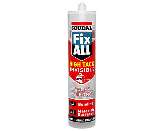 Soudal Fix All High Tack 290ml invisible adhesive sealant super strong instant grab hybrid polymer for construction and bonding applications