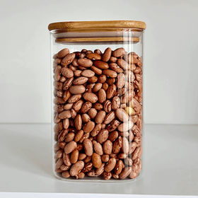 Square Bamboo Glass Pantry Jar Set – 5 Stackable Sizes