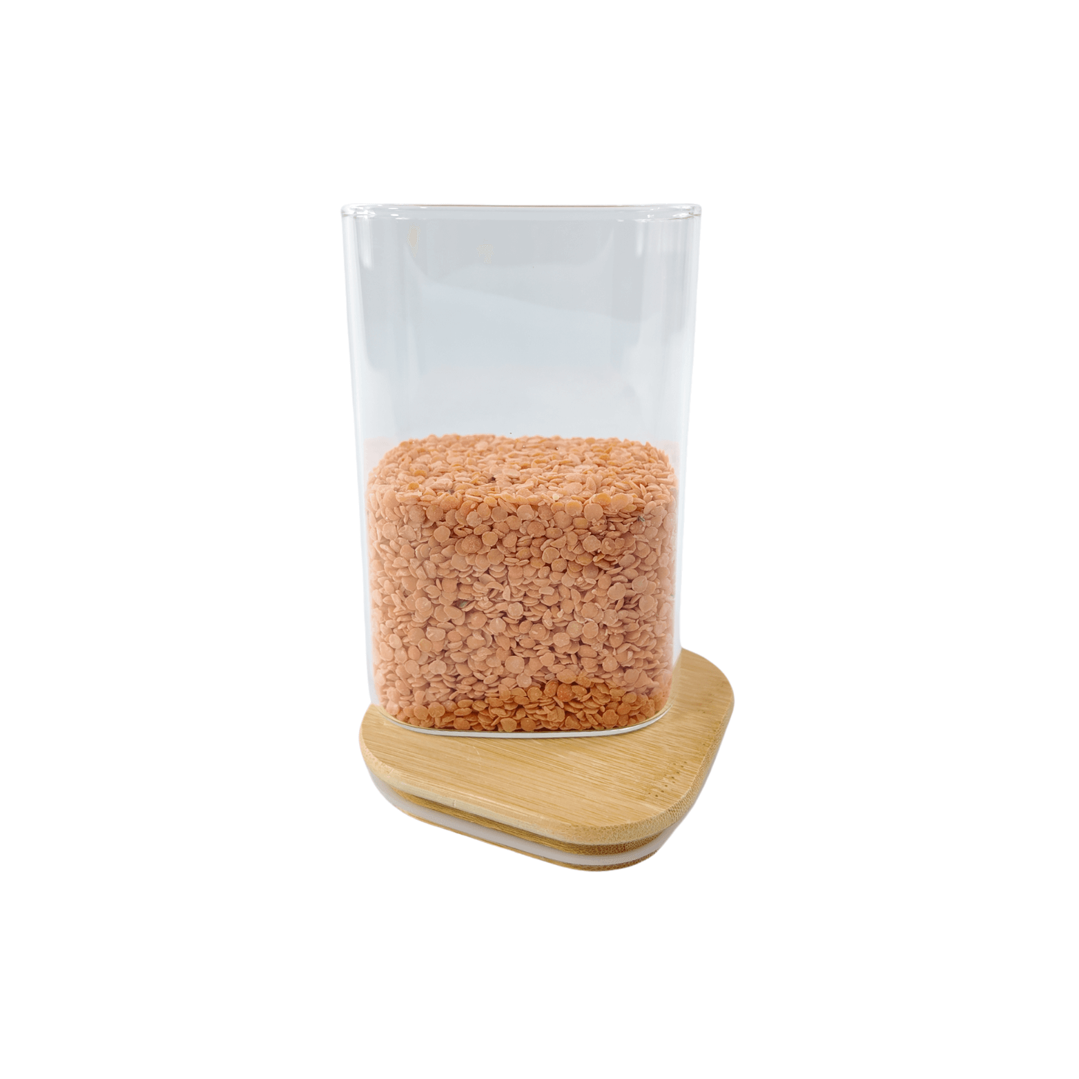 Square Glass Jar with Bamboo Lid – 1100ml Pantry Storage-3