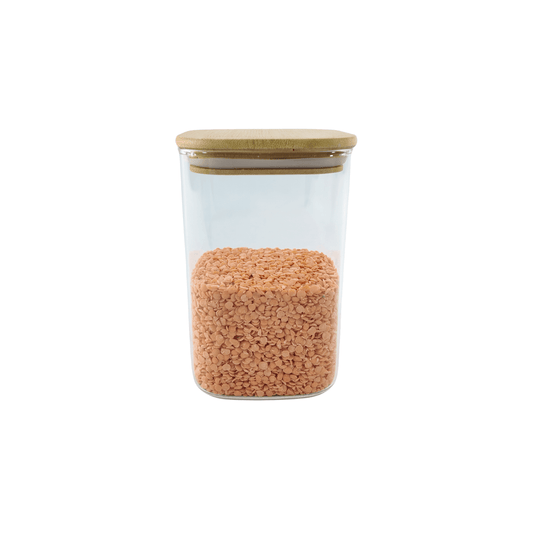 Square Glass Jar with Bamboo Lid – 1100ml Pantry Storage-0