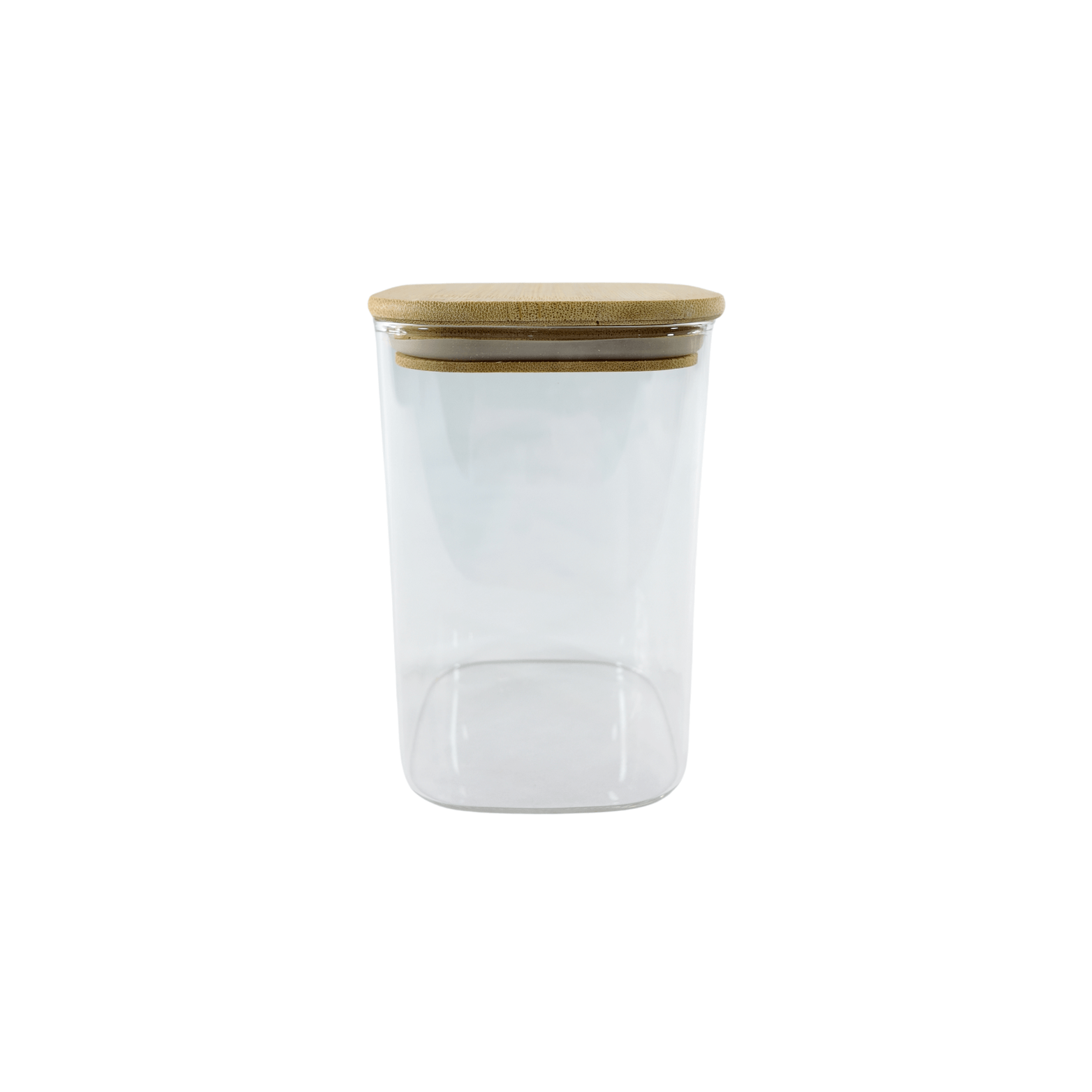 Square Glass Jar with Bamboo Lid – 1100ml Pantry Storage-2