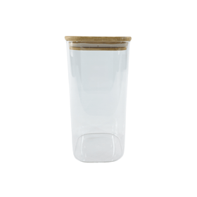 Square Glass Jar with Bamboo Lid – 1250ml Pantry Storage