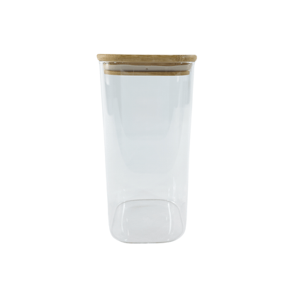 Square Glass Jar with Bamboo Lid – 1250ml Pantry Storage-2
