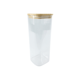 Square Glass Jar with Bamboo Lid – 1500ml Pantry Storage