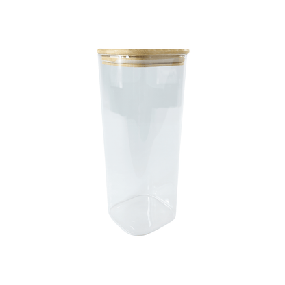 Square Glass Jar with Bamboo Lid – 1500ml Pantry Storage-2