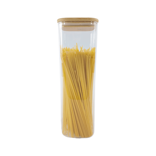 Square Glass Jar with Bamboo Lid – 2300ml Pantry Storage-0