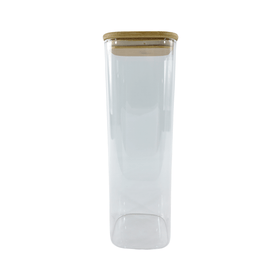 Square Glass Jar with Bamboo Lid – 2300ml Pantry Storage