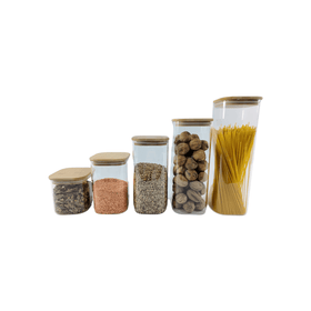 Square Glass Jar with Bamboo Lid – 2300ml Pantry Storage
