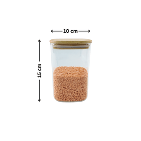 Square Glass Jar with Bamboo Lid – 1100ml Pantry Storage
