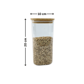 Square Glass Jar with Bamboo Lid – 1250ml Pantry Storage