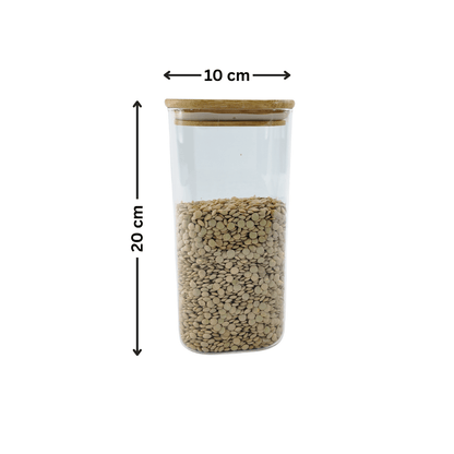 Square Glass Jar with Bamboo Lid – 1250ml Pantry Storage-1