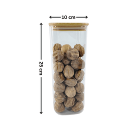 Square Glass Jar with Bamboo Lid – 1500ml Pantry Storage