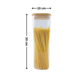 Square Glass Jar with Bamboo Lid – 2300ml Pantry Storage
