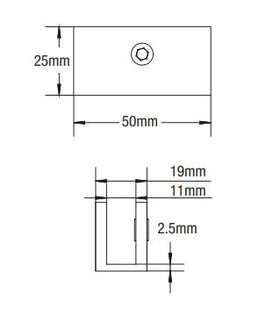 Square No Drill Clamp Chrome