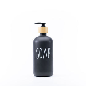 Glass Pump Bottles + Bamboo Tray – 500 ml Set
