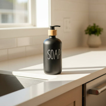 Black Glass Pump Bottle – 500 ml Refillable Dispenser-0