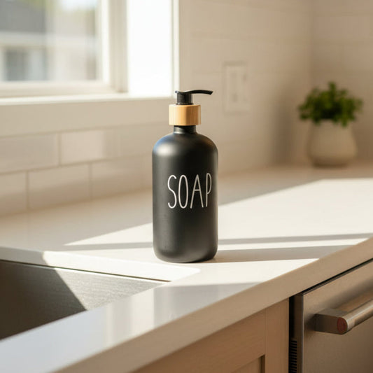 Black Glass Pump Bottle – 500 ml Refillable Dispenser-0