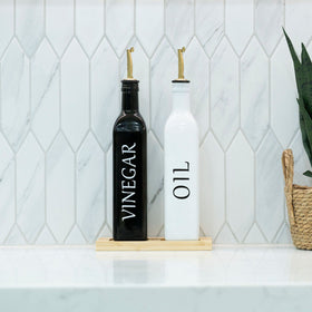 Black Oil and Vinegar Bottle – 500ml Modern Glass Dispenser