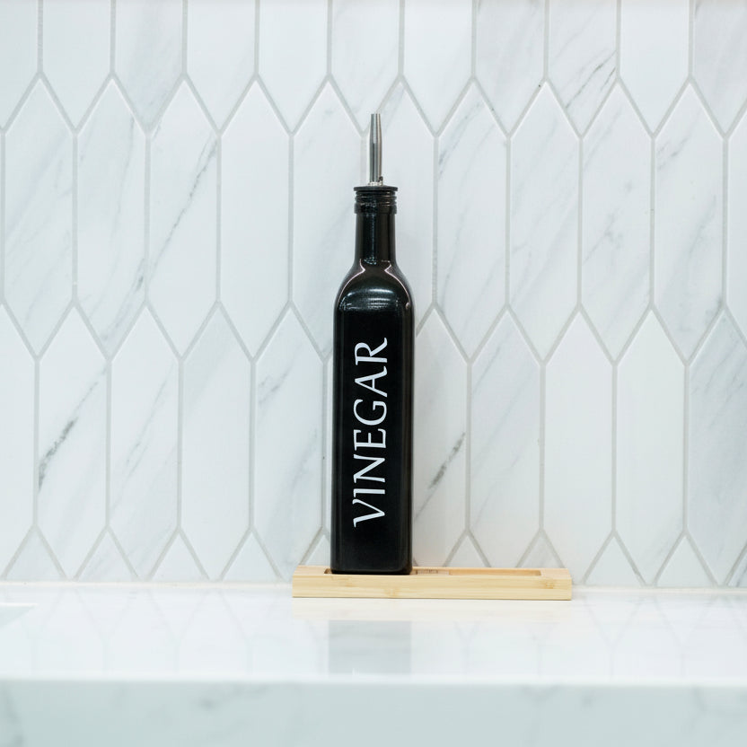 Black Oil and Vinegar Bottle – 500ml Modern Glass Dispenser-0