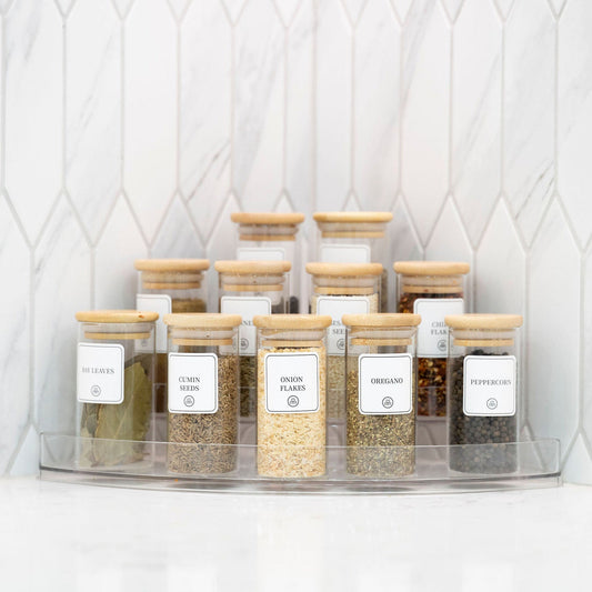 Clear 3-Tier Corner Spice Rack with 11 × 160 ml Spice Jars-0