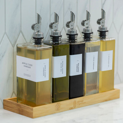 Oil & Vinegar Book Bottles with Bamboo Tray – 5 Pack-7