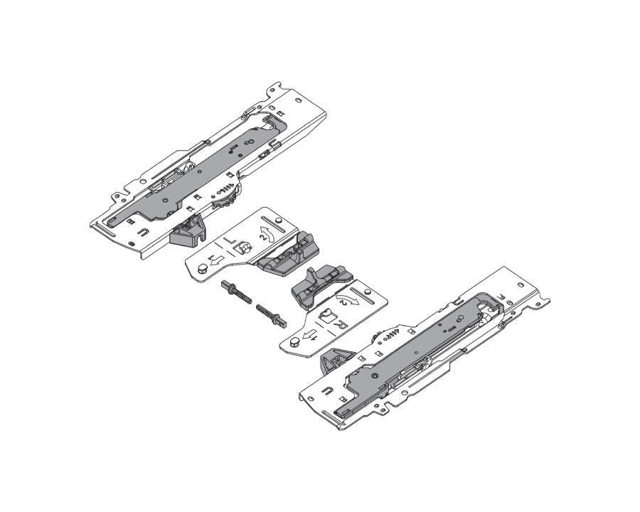 Blum TIP-ON BLUMOTION set (unit and latch) for TANDEMBOX. For 270 - 349mm NL runners. Type S0. Total weight of the pull-out 0 - 10kg T60B3030