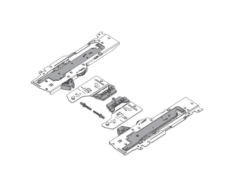 Blum TIP-ON BLUMOTION set (unit and latch) for TANDEMBOX. For 350 - 600mm NL runners. Type L1. Total weight of the pull-out 0 - 20kg T60B3330