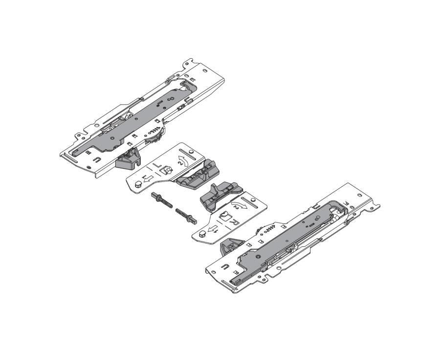 Blum TIP-ON BLUMOTION set (unit and latch) for TANDEMBOX. For 350 - 600mm NL runners. Type L3. Total weight of the pull-out 15 - 40kg T60B3530