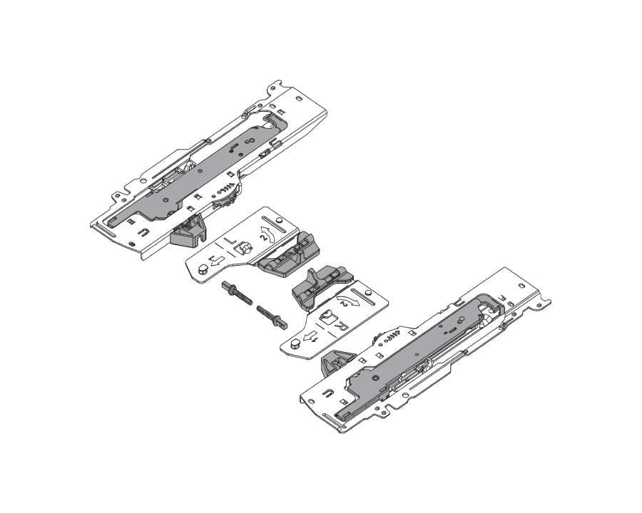 Blum TIP-ON BLUMOTION set (unit and latch) for TANDEMBOX. For 350 - 600mm NL runners. Type L5. Total weight of the pull-out 35 - 65kg T60B3560