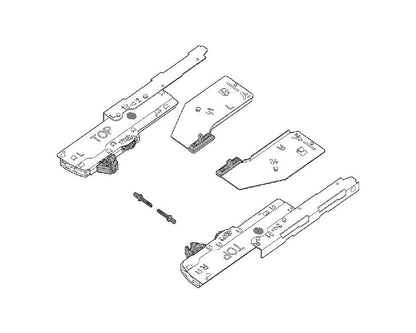 Blum TIP-ON BLUMOTION set for LEGRABOX sink application (includes latch & synchronised adapters) NL= 350 - 750mm. Total weight of the pull-out 0-20kg. Left & Right. T60L9340