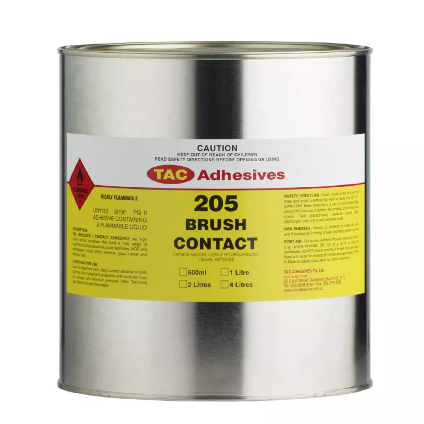 TAC ADHESIVE 205 BRUSH CONTACT 4 LITRES