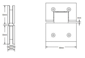 180 Degree Glass to Glass Shower Hinge Chrome