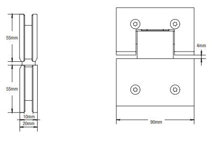 180 Degree Glass to Glass Shower Hinge Matte Black