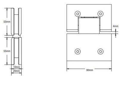 180 Degree Glass to Glass Shower Hinge Matte Black