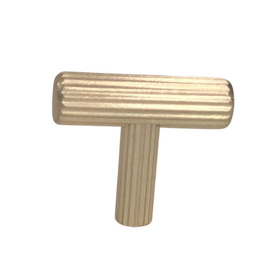 ribbed T knob handle made from aluminium for cabinets, wardrobes, and drawers, featuring textured grip design for modern furniture and joinery applications