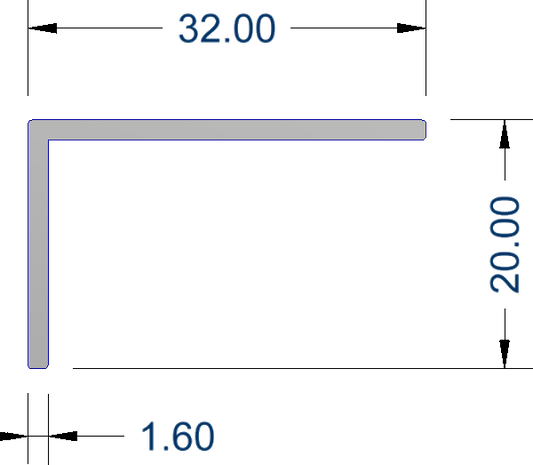 32mm x 20mm Aluminium Angle - Imperial Glass and Timber