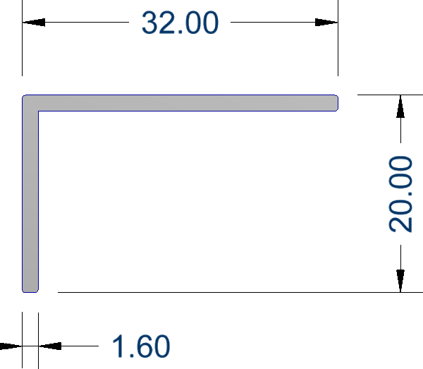 32mm x 20mm Aluminium Angle - Imperial Glass and Timber