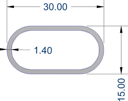 Oval Hanger Rail 15mm x 30mm x 3m - Imperial Glass and Timber