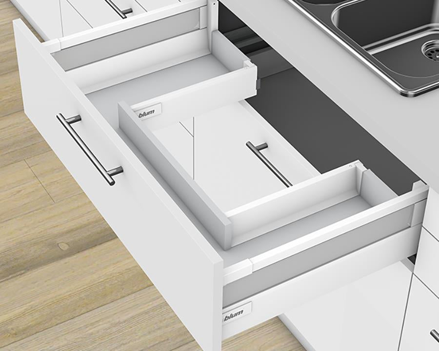 Blum TANDEMBOX Antaro Sink Drawer C Height 167mm with Single Rail 30kg 450mm Silk White with BLUMOTION