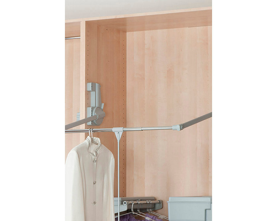 Ambos Double Pull Down Wardrobe lift rail in chrome and aluminium. 15kg.