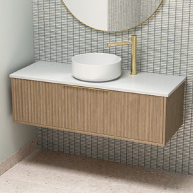 Vanity 1500mm - Wall Hung - Cove Fluted Feature in Oak finish