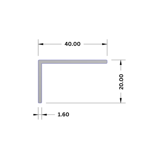 White aluminium angle profile 32mm x 20mm used for corner reinforcement, edging, and structural support in construction, furniture, and interior finishing applications.