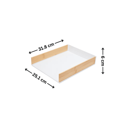 White Bamboo & Plastic Desk Tray for Organised Workspaces-1