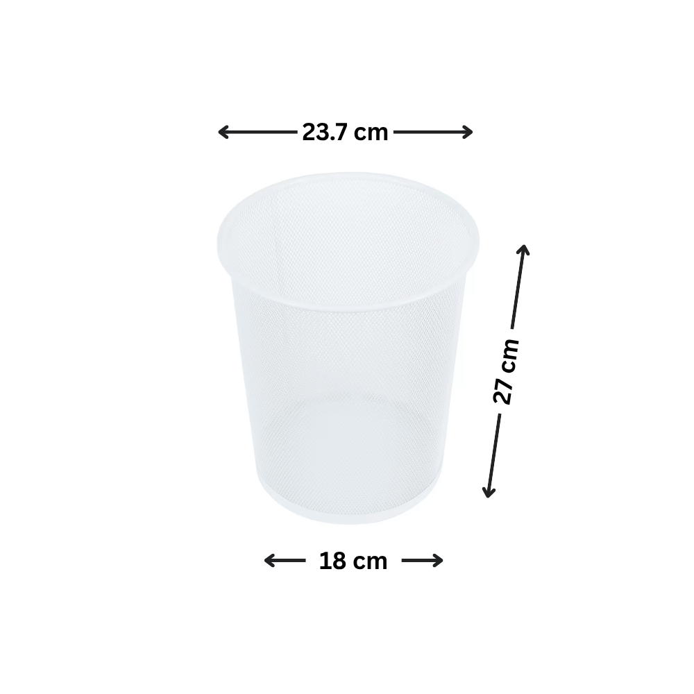 White Mesh Metal Bin for Waste Disposal & Organisation-1