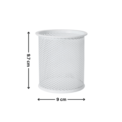 White Mesh Pen Cup for Desk Organisation-1