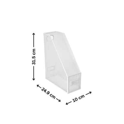 White Metal Magazine File Holder for Organised Storage-1