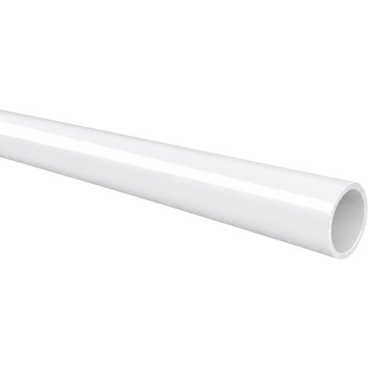 White aluminium round wardrobe hanging rail 25mm x 2.9m for wardrobes and closets, durable clothes rail with a smooth powder-coated finish for organised clothing storage