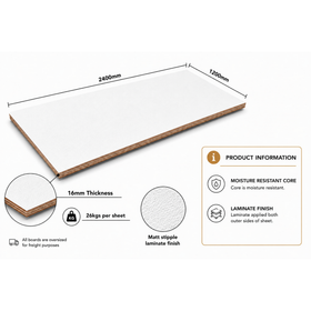 16mm | White Laminated Plywood | 2400mm x 1200mm
